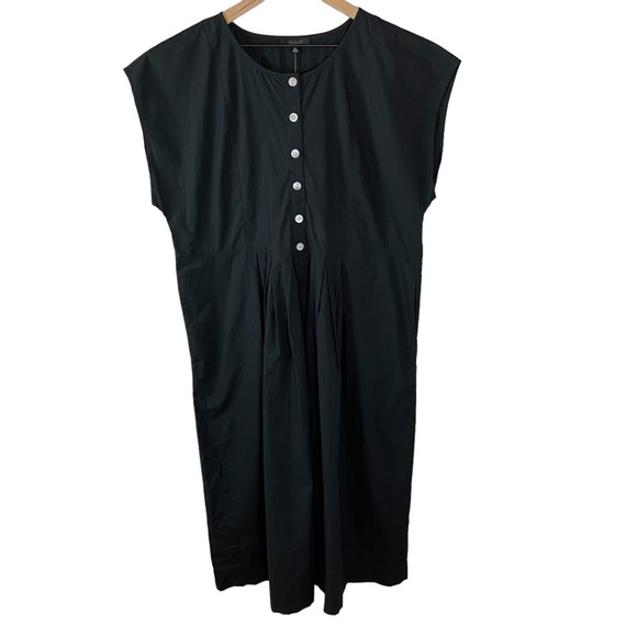 Madewell Poplin Button-Front Midi Dress Black Size XL - Picture 4 of 6